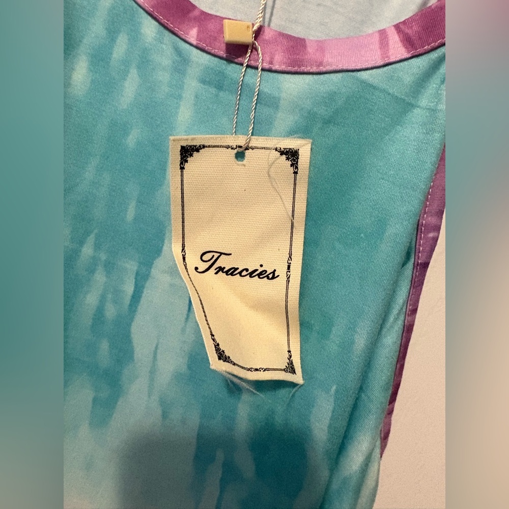 Trac Turquoise and Purple Tie-Dye Muscle Tee - Picture 2 of 5